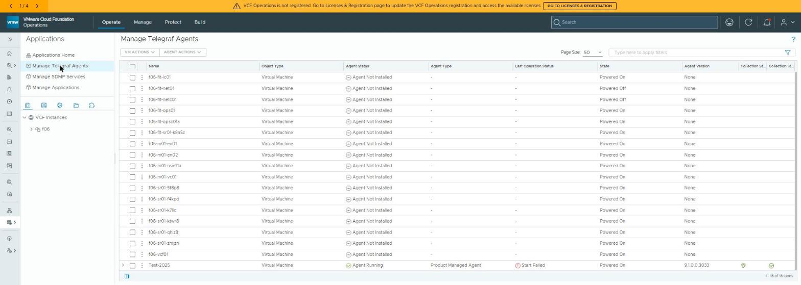 Manage Telegraf Agents: Test-2025 — Agent Running, Product Managed Agent, 9.1.0.0.3033