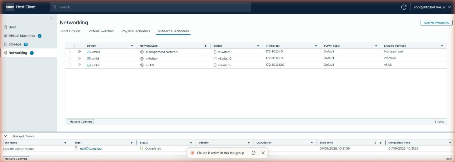 Host Client: vmk0/1/2, one service each