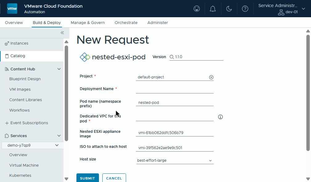 The request form